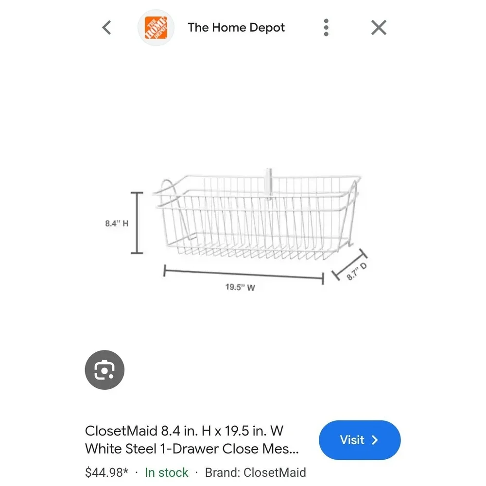ClosetMaid White Metal Wire Drawer and Hanging Basket Set Closet Storage System